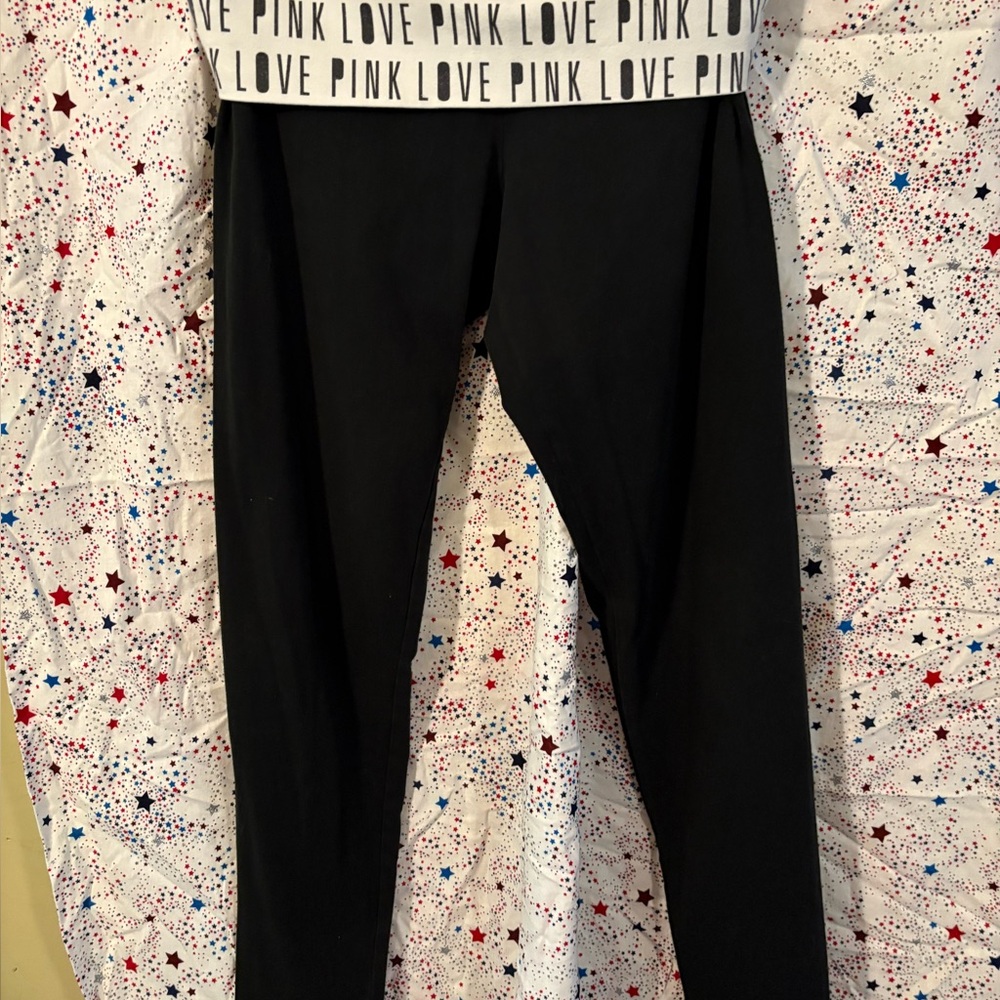 PINK Victoria's Secret Leggings with Love Pink fold down Waistbanb love pink